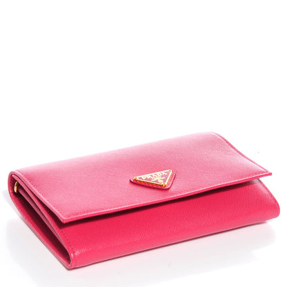 Prada Saffiano Triangle Flap Wallet Peonia 4 of 11