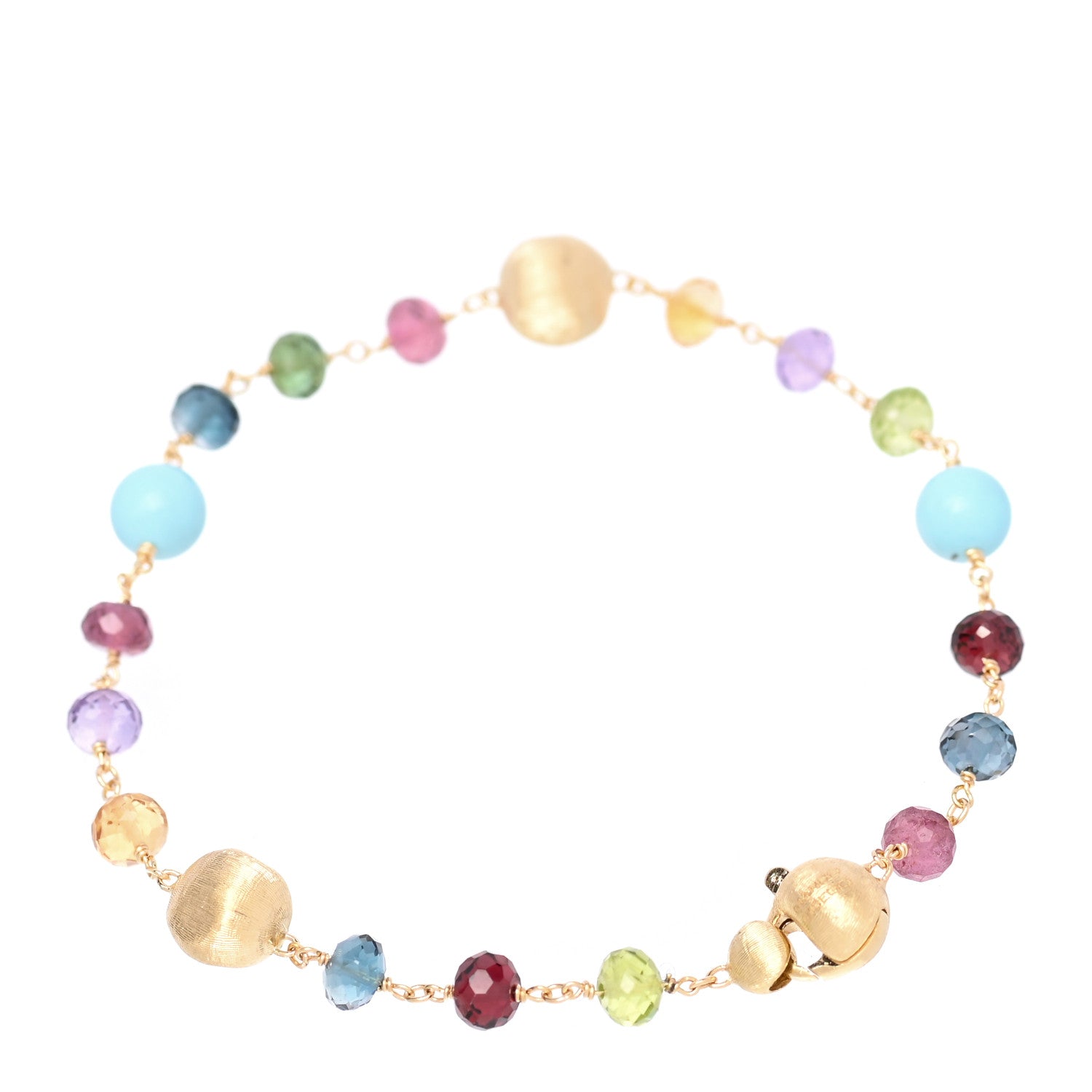Marco Bicego 18K Yellow Gold Multi Gemstone Africa Single Strand Bracelet 2 of 4