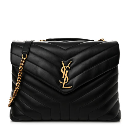 Saint Laurent Calfskin Y Quilted Monogram Medium Loulou Chain Satchel Black 1 of 12