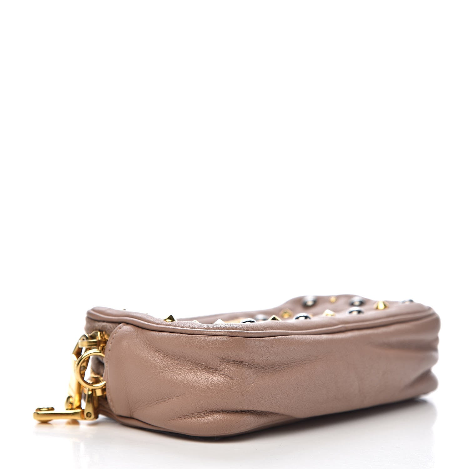 Miu Miu Nappa Studded Double Zip Pouch Cammeo 4 of 12