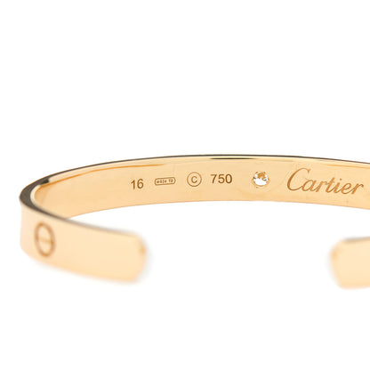 Cartier 18K Yellow Gold 1 Diamond LOVE Cuff Bracelet 16 4 of 5