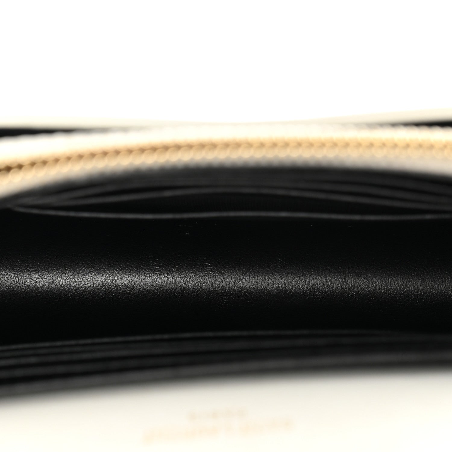 Saint Laurent New Aspen Calfskin Bi-Color Monogram Sunset Chain Wallet  Black Dirty White 5 of 13