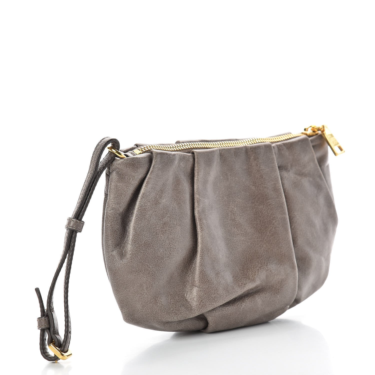 Prada Vitello Shine Mordore Wristlet Clutch Argilla 3 of 7