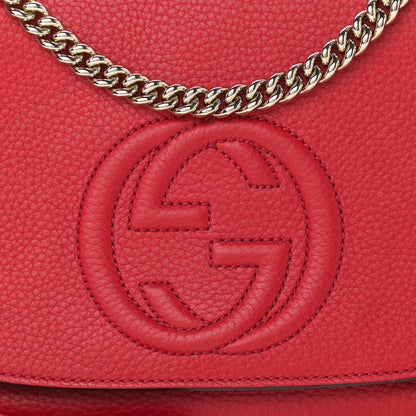 Gucci Pebbled Calfskin Medium Soho Flap Crossbody Tabasco Red 7 of 11