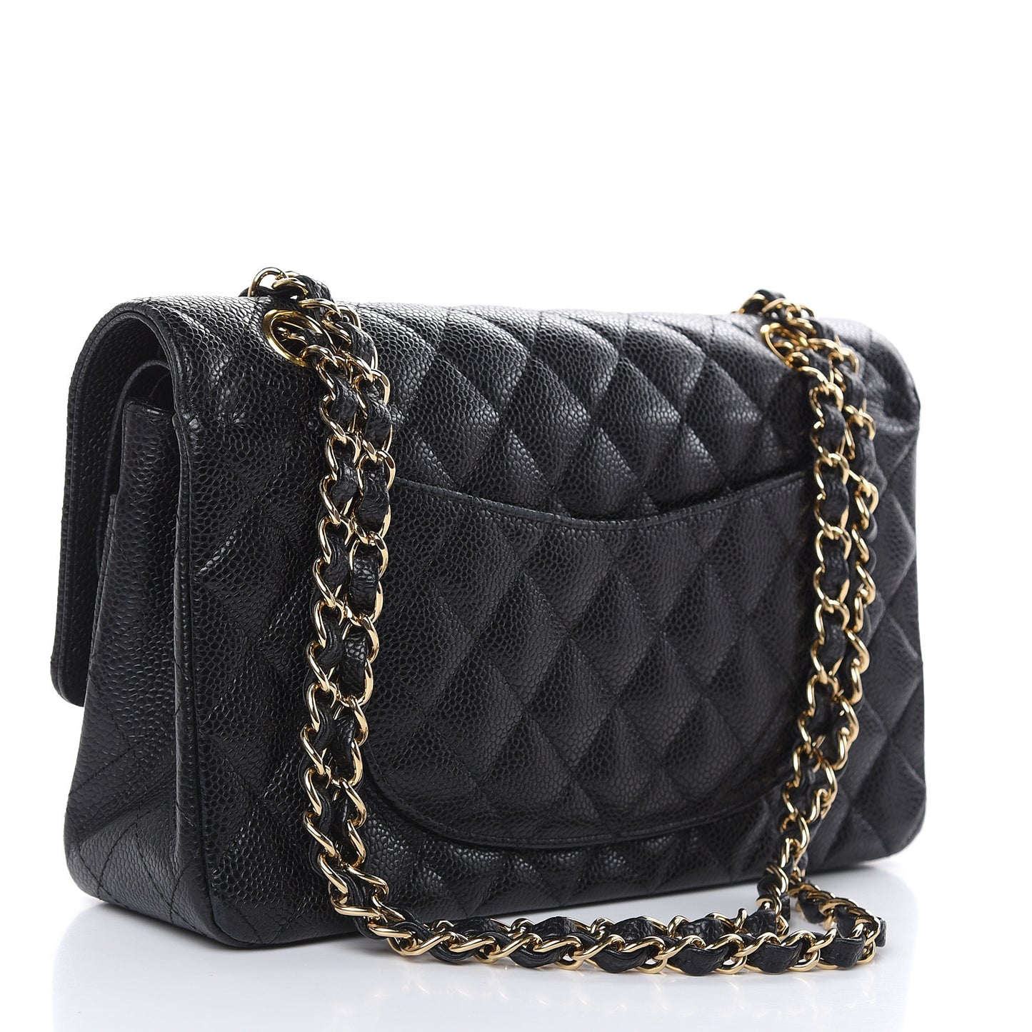 Caviar Quilted Medium Double Flap Black