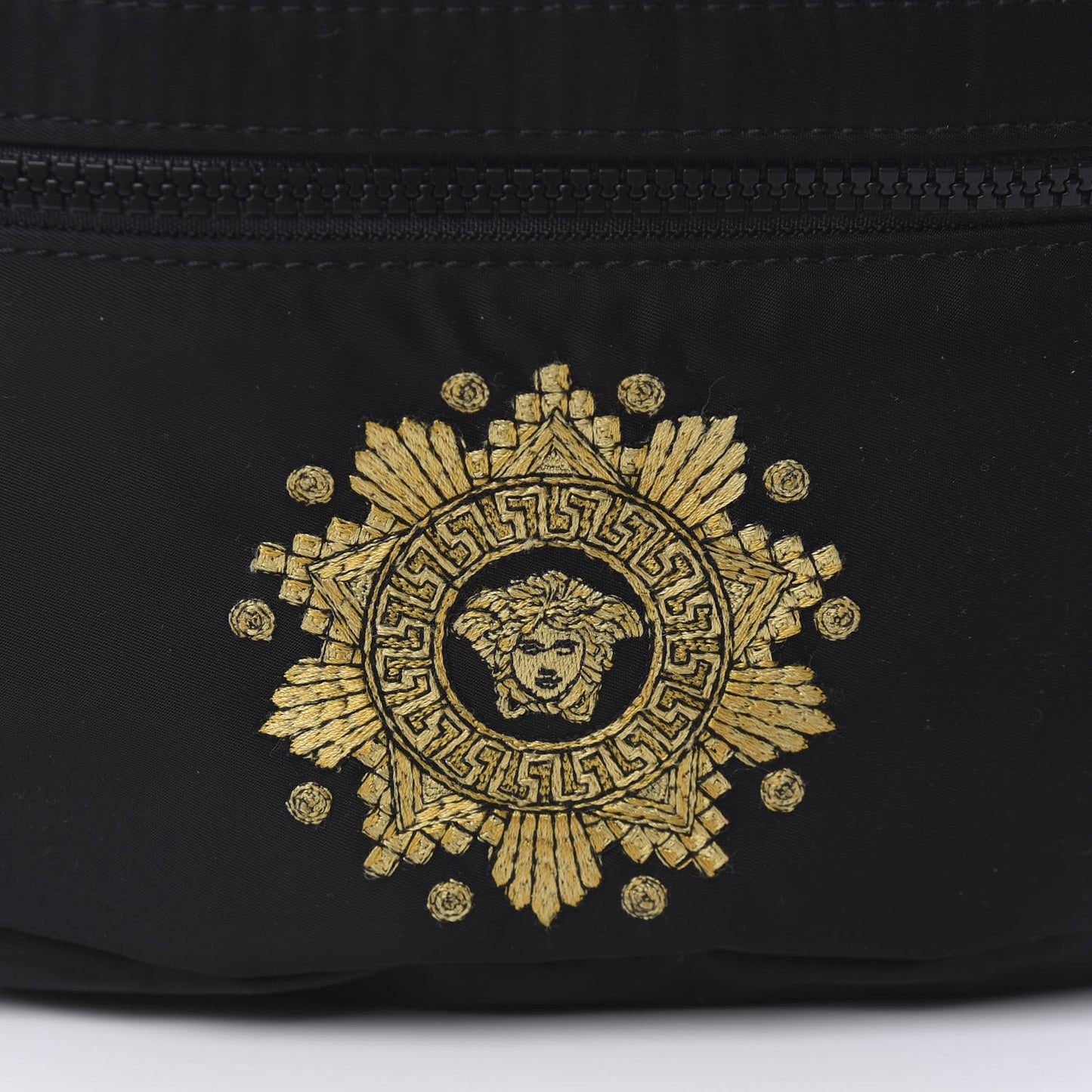 Nylon Embroidered Belt Bag Black