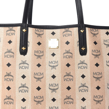 MCM Striped Visetos Medium Shopper Tote Beige Black 12 of 12