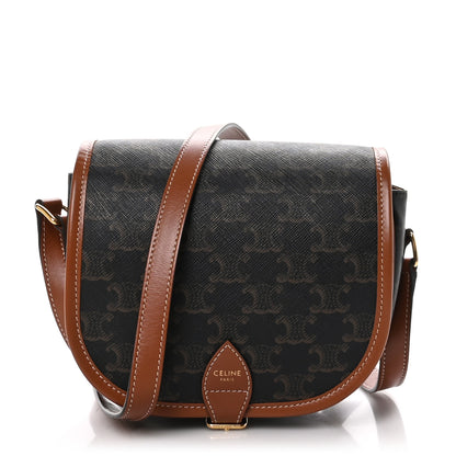 Celine Triomphe Canvas Medium Folco Bag Tan 1 of 8