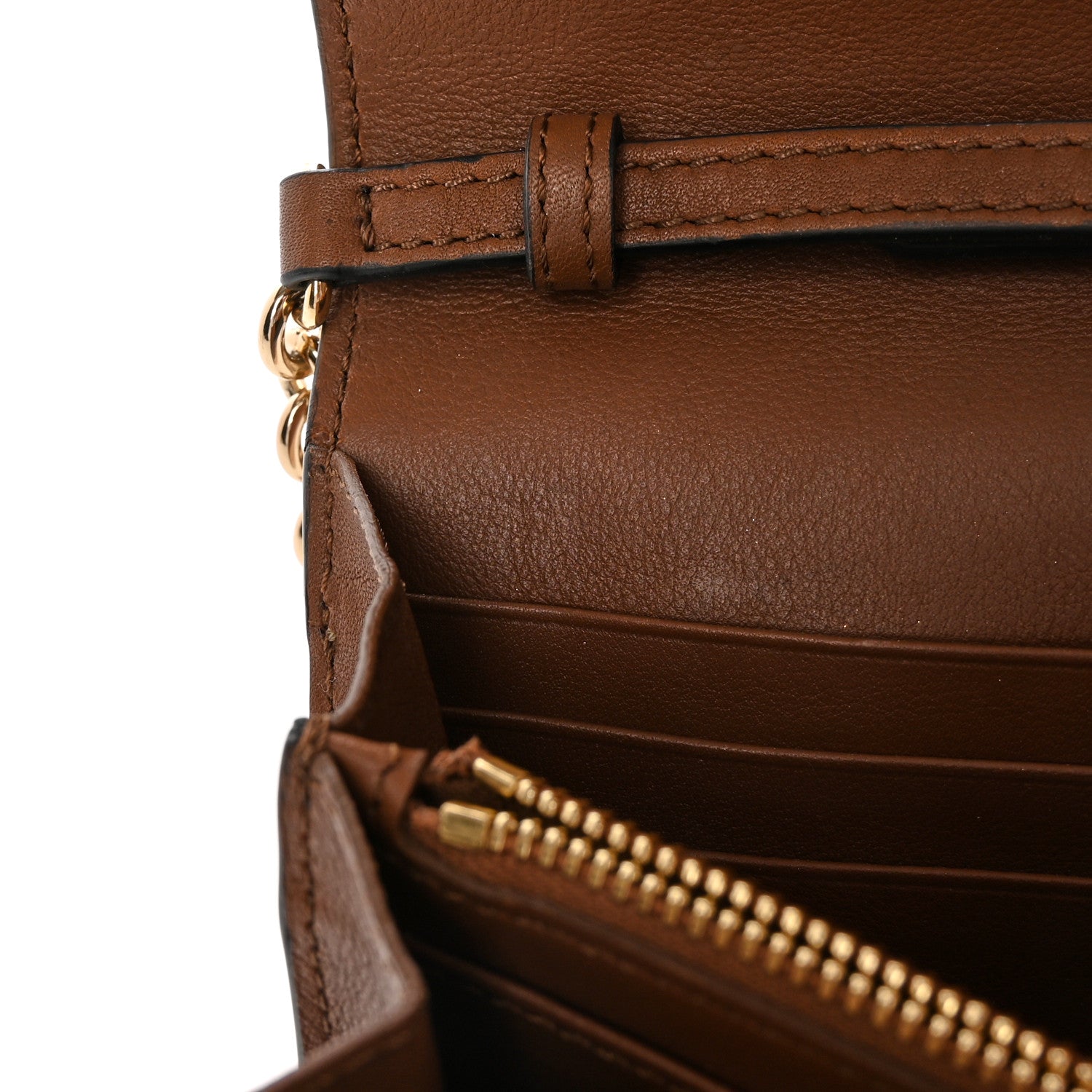 Burberry Calfskin Horseferry Check Henley Wallet On Chain Tan 12 of 13