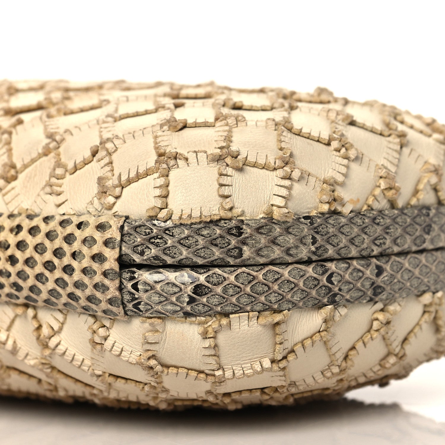 Bottega Veneta Ayers Nappa Fringe Intrecciato Knot Clutch Grey Beige 9 of 9