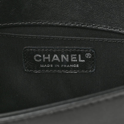 Chanel Lambskin Geometric Chevron Quilted Small Boy Flap Black 6 of 10
