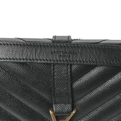 Saint Laurent Grain De Poudre Textured Mixed Matelasse Triquilt Medium Monogram Satchel Black 9 of 11