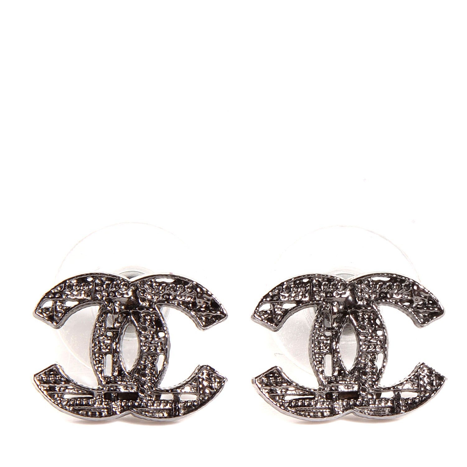 Chanel CC Chain Earrings Dark Silver 1 of 5