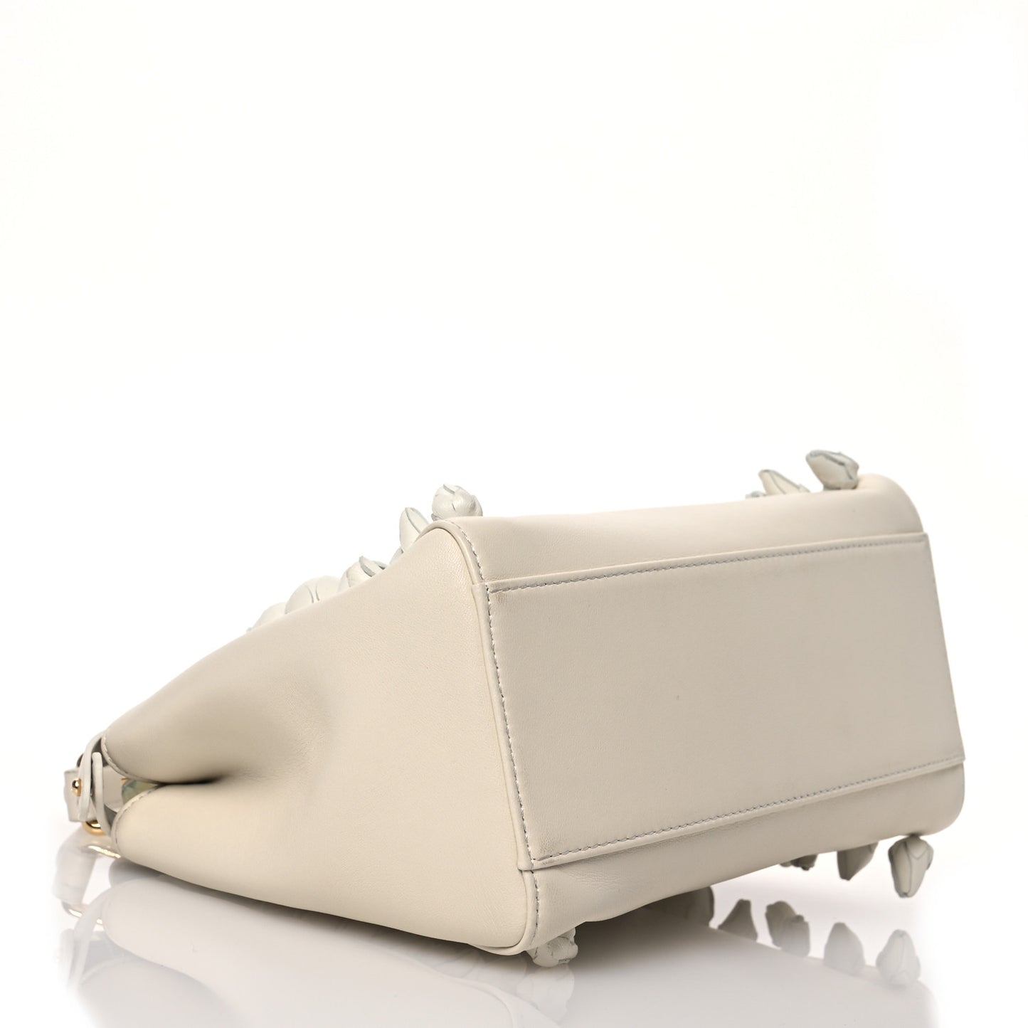 Nappa Rosebud Mini Peekaboo Iconic Satchel Bianco