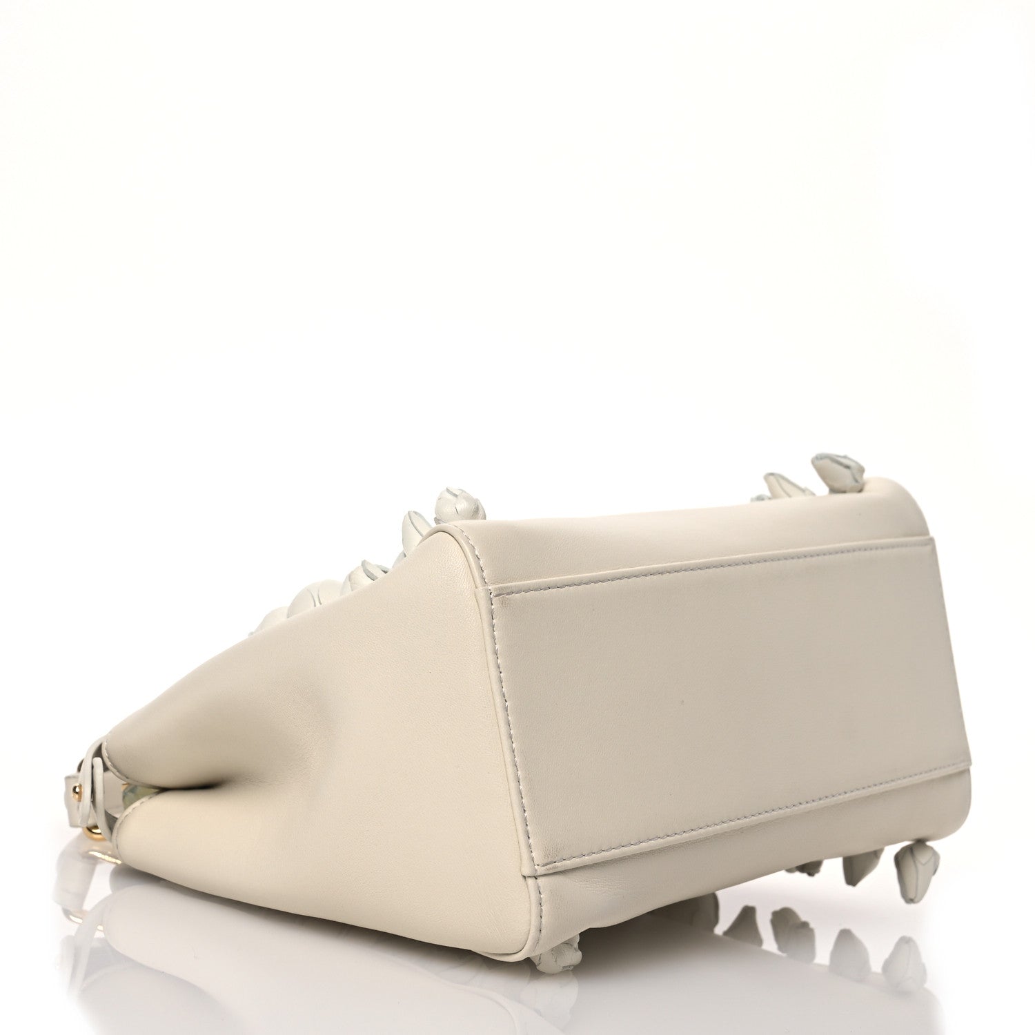 Fendi Nappa Rosebud Mini Peekaboo Iconic Satchel Bianco 4 of 13