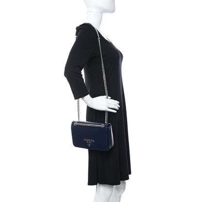 Prada Saffiano Vernice Flap Chain Crossbody Bag Royal 2 of 9