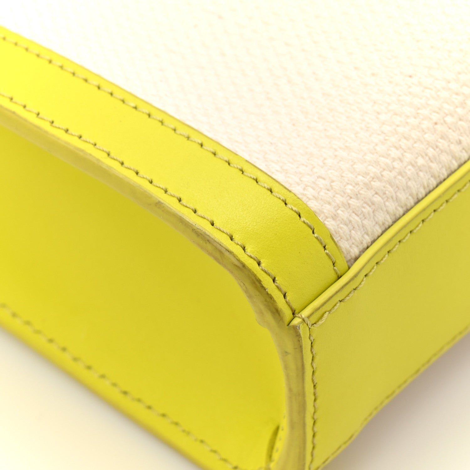 Celine Canvas Calfskin Mini Vertical Cabas Neon Yellow 10 of 14