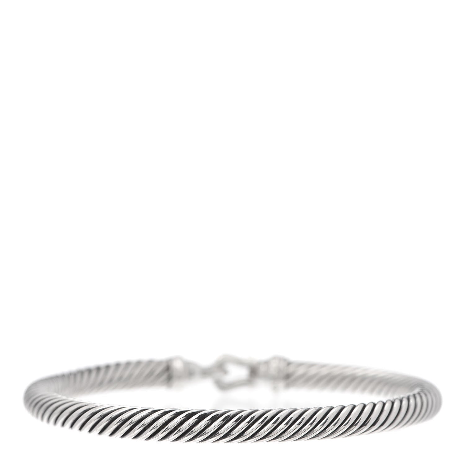David Yurman Sterling Silver Diamond 5mm Cable Buckle Bracelet 3 of 4