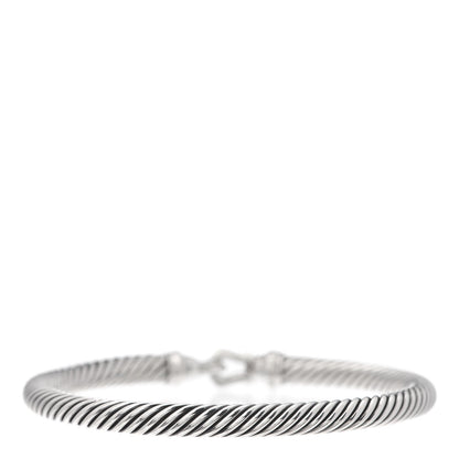 David Yurman Sterling Silver Diamond 5mm Cable Buckle Bracelet 3 of 4