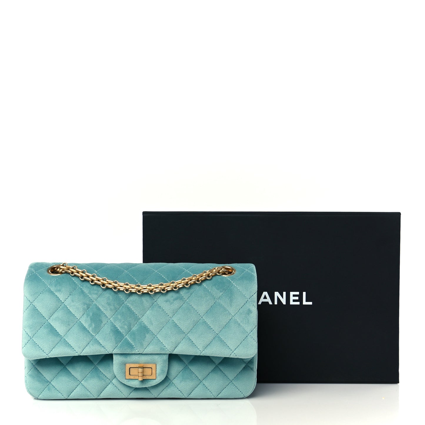 Velvet Quilted 2.55 Reissue 225 Flap Light Blue