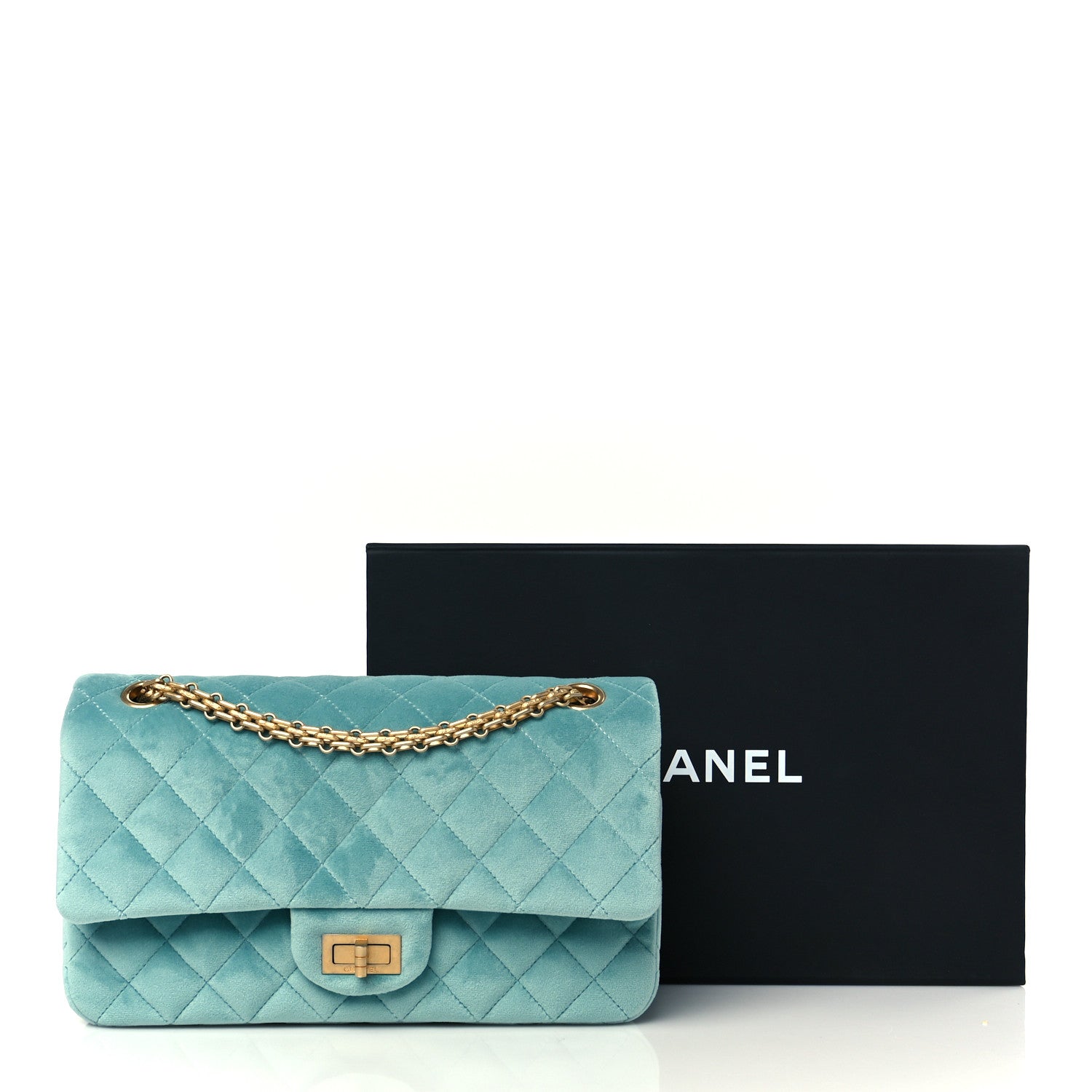 Chanel Velvet Quilted 2.55 Reissue 225 Flap Light Blue 11 of 11