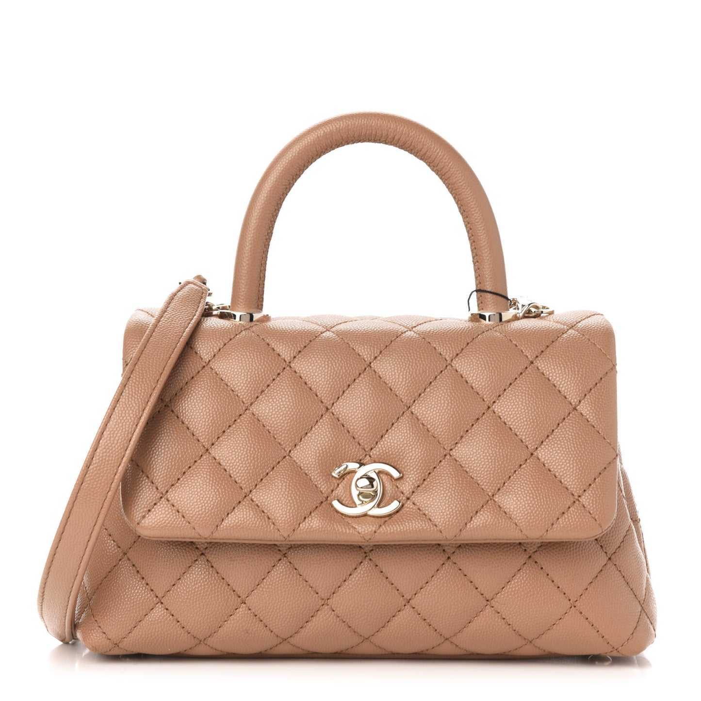Caviar Quilted Mini Coco Handle Flap Brown