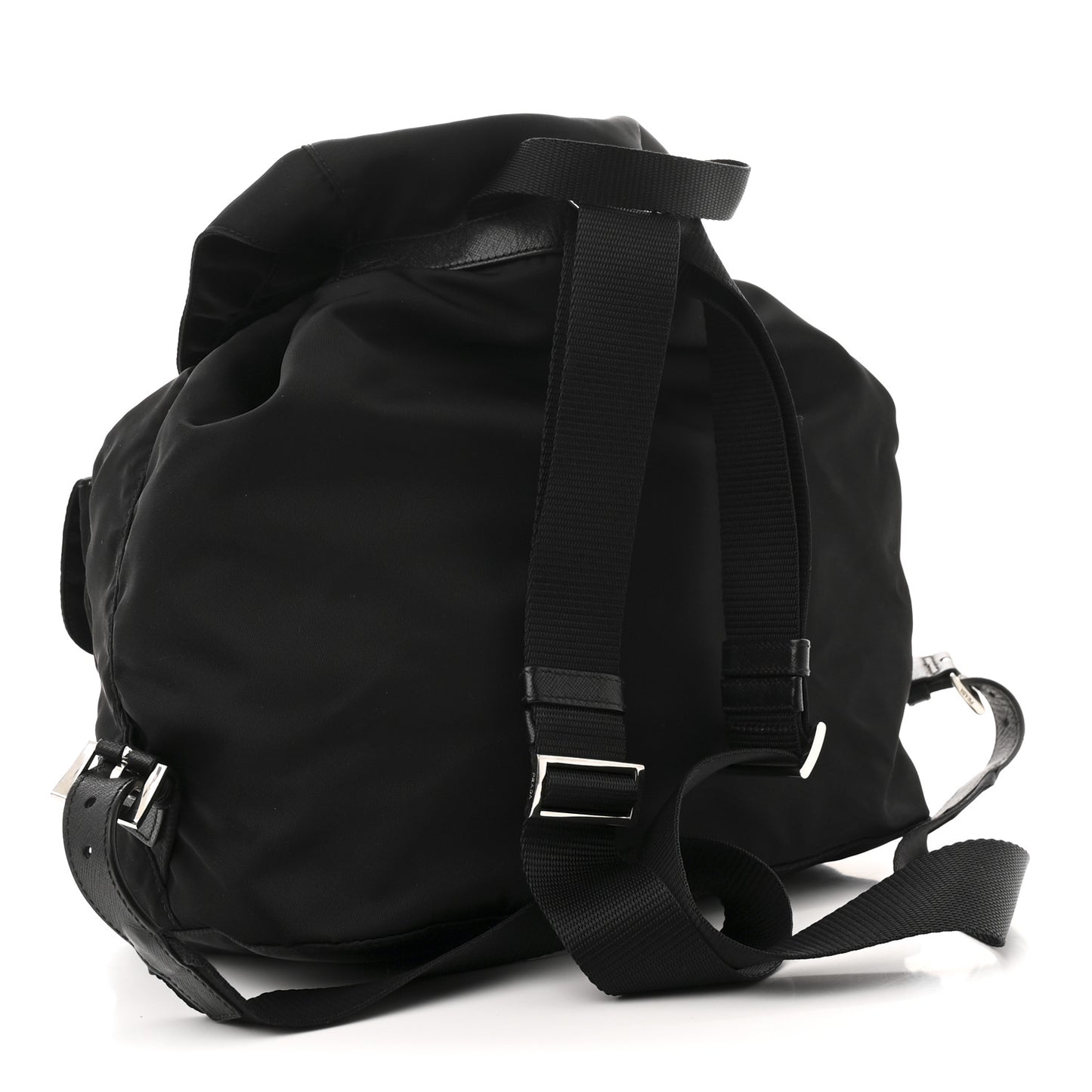 Nylon Vela Saffiano Medium Backpack Black