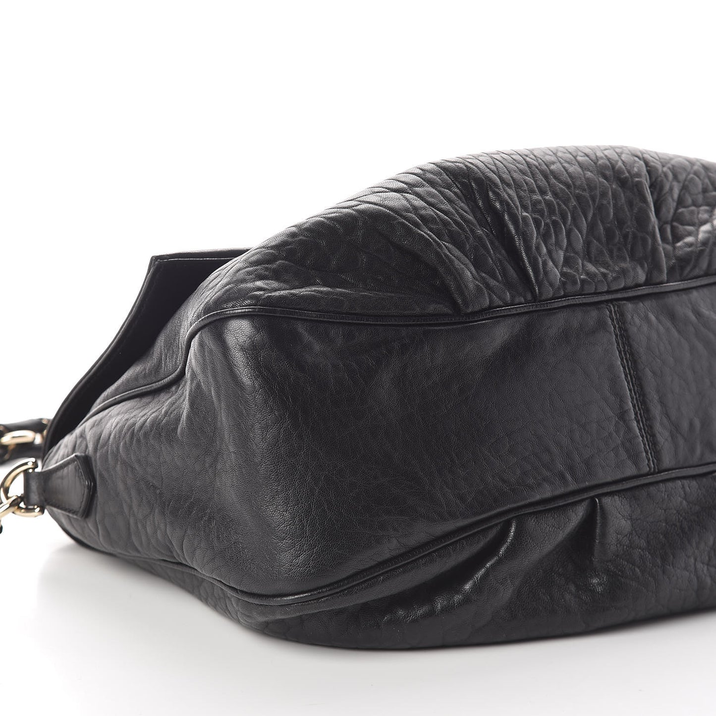 Crinkled Lambskin Mia Shoulder Flap Black