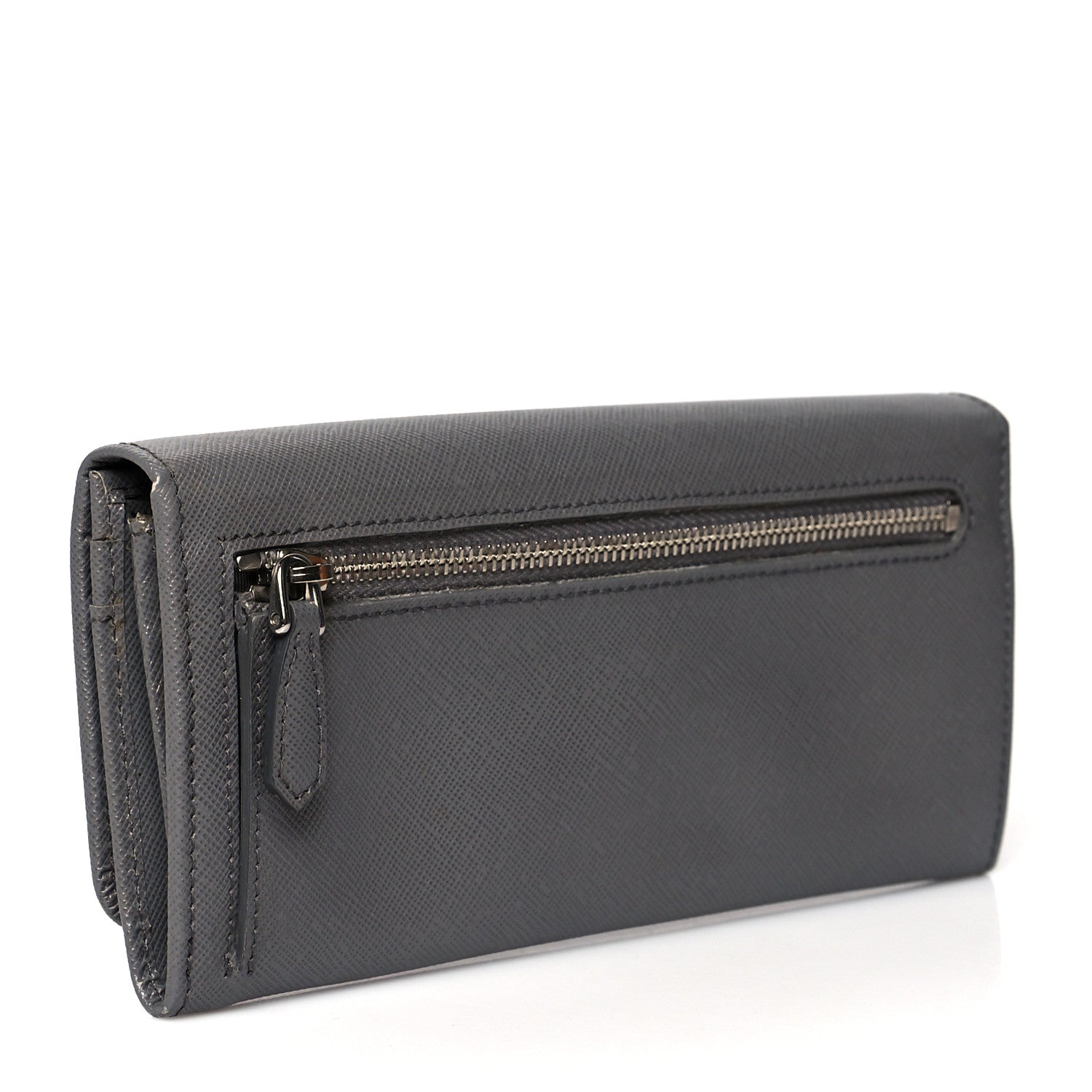 Prada Saffiano Fiocco Bow Continental Wallet Grey 3 of 10