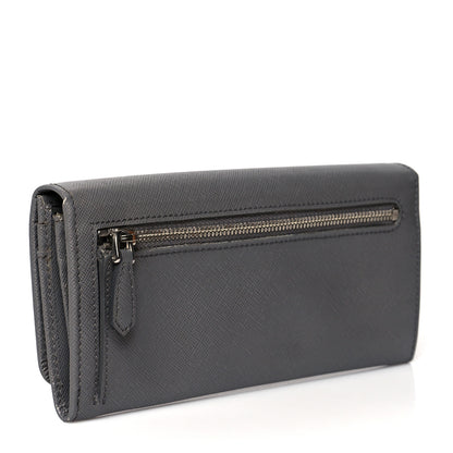 Prada Saffiano Fiocco Bow Continental Wallet Grey 3 of 10