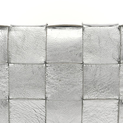 Bottega Veneta Metallic Lambskin Maxi Intrecciato Cassette Crossbody Bag Silver 8 of 10