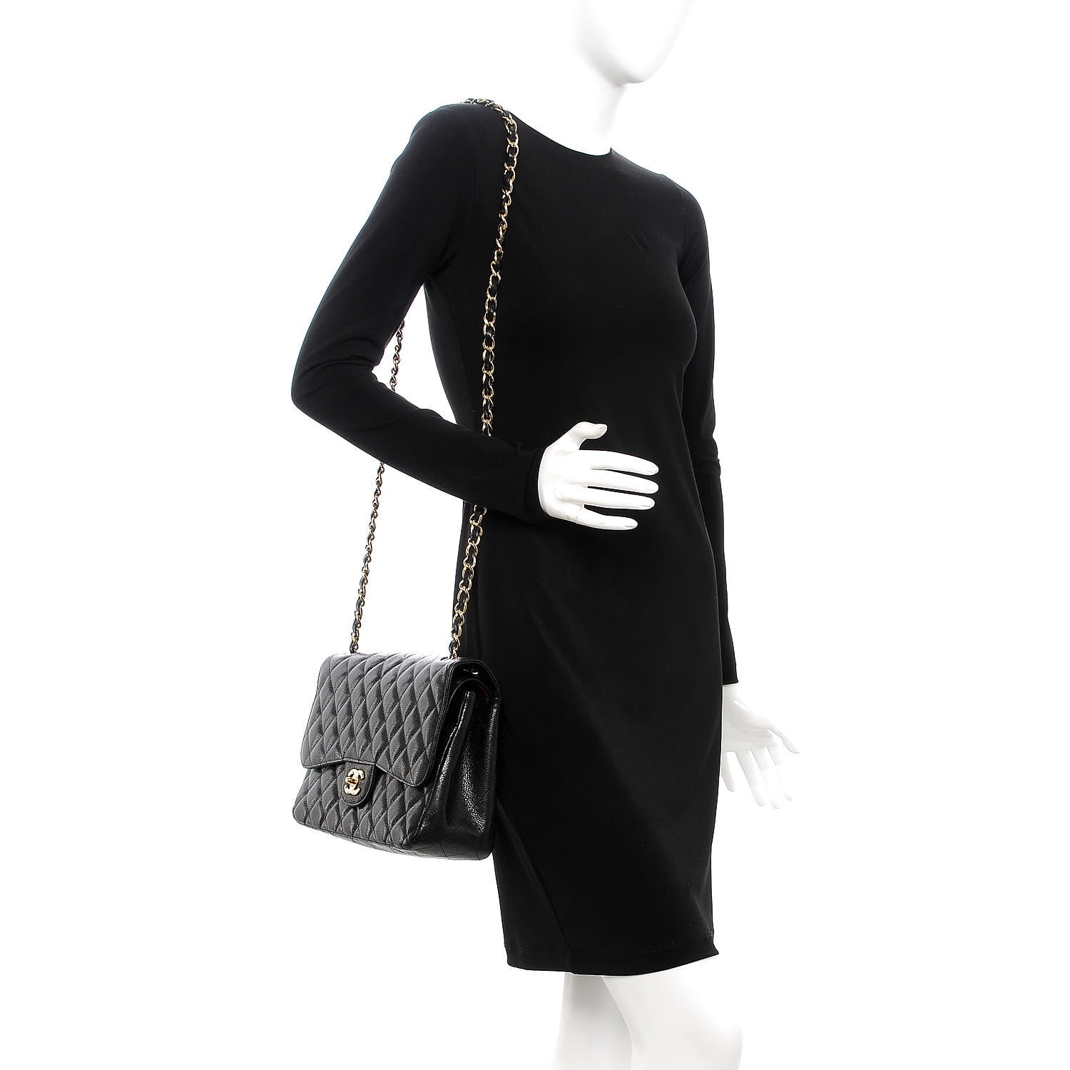 Chanel Caviar Quilted Jumbo Double Flap Black 2 of 9