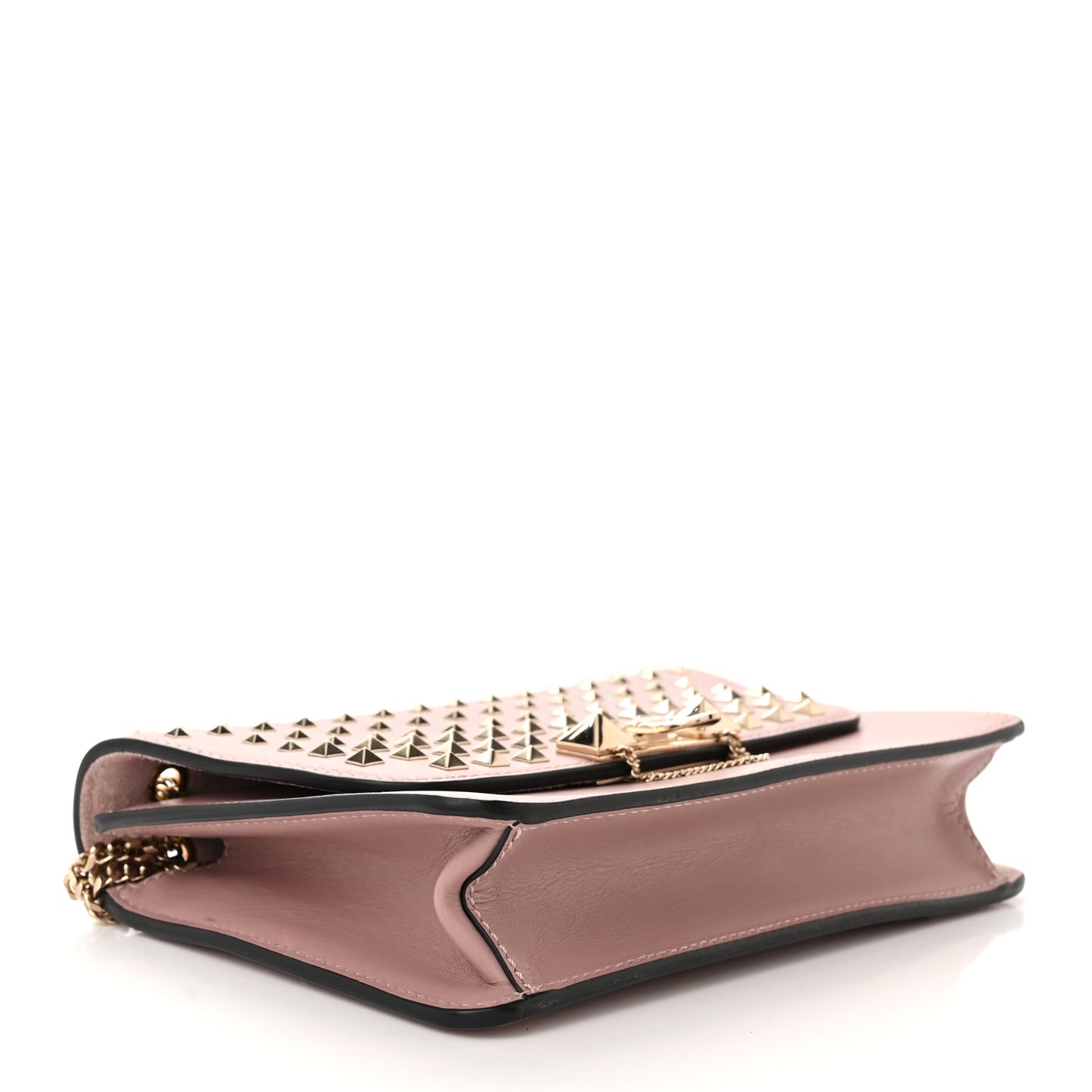 Vitello Small Rockstud All Over Demilune Shoulder Bag Lipstick