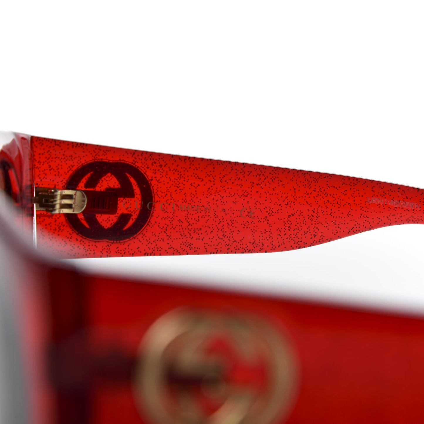 Acetate Glitter Round Frame Sunglasses GG0142SA Red