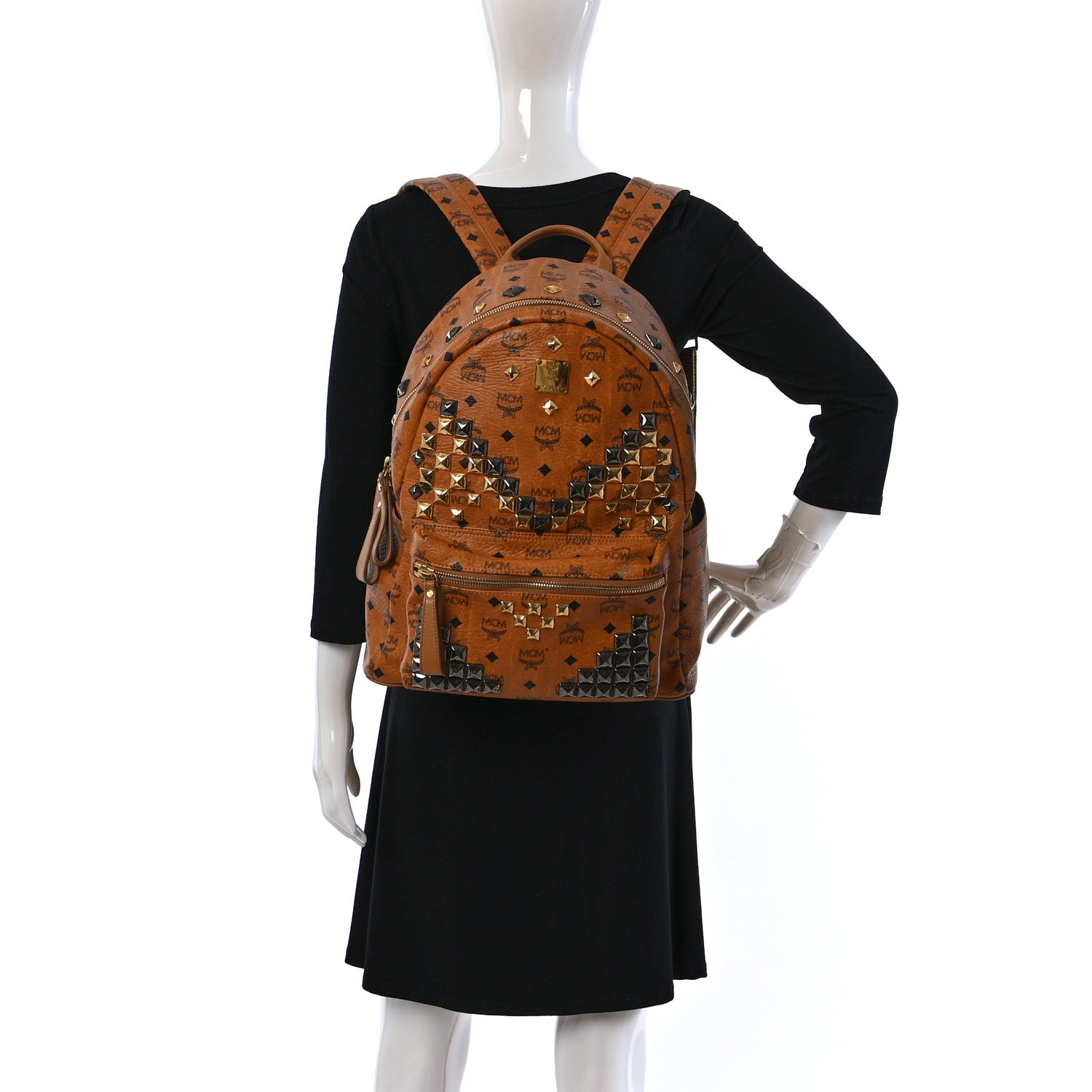 MCM Visetos Studded Medium Stark M Backpack Cognac 2 of 8