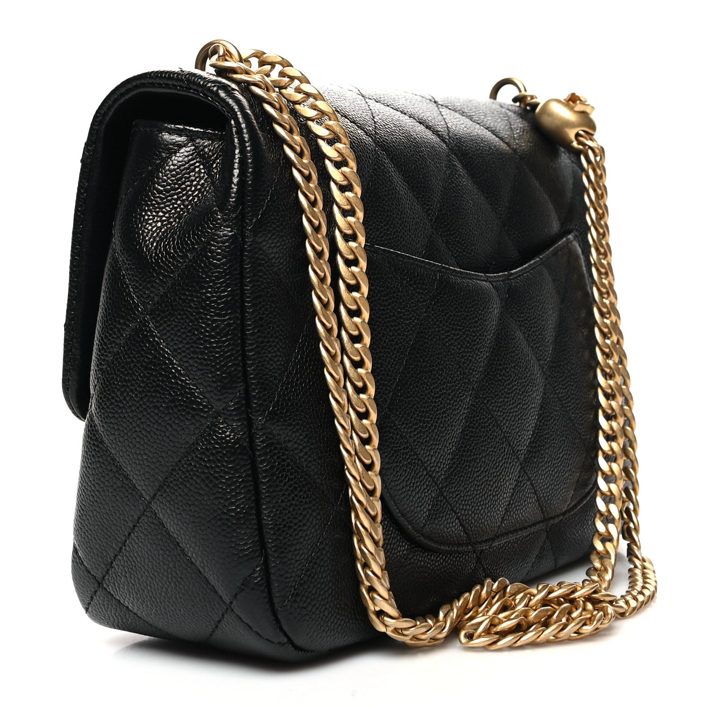 Caviar Quilted Sweetheart Flap Black