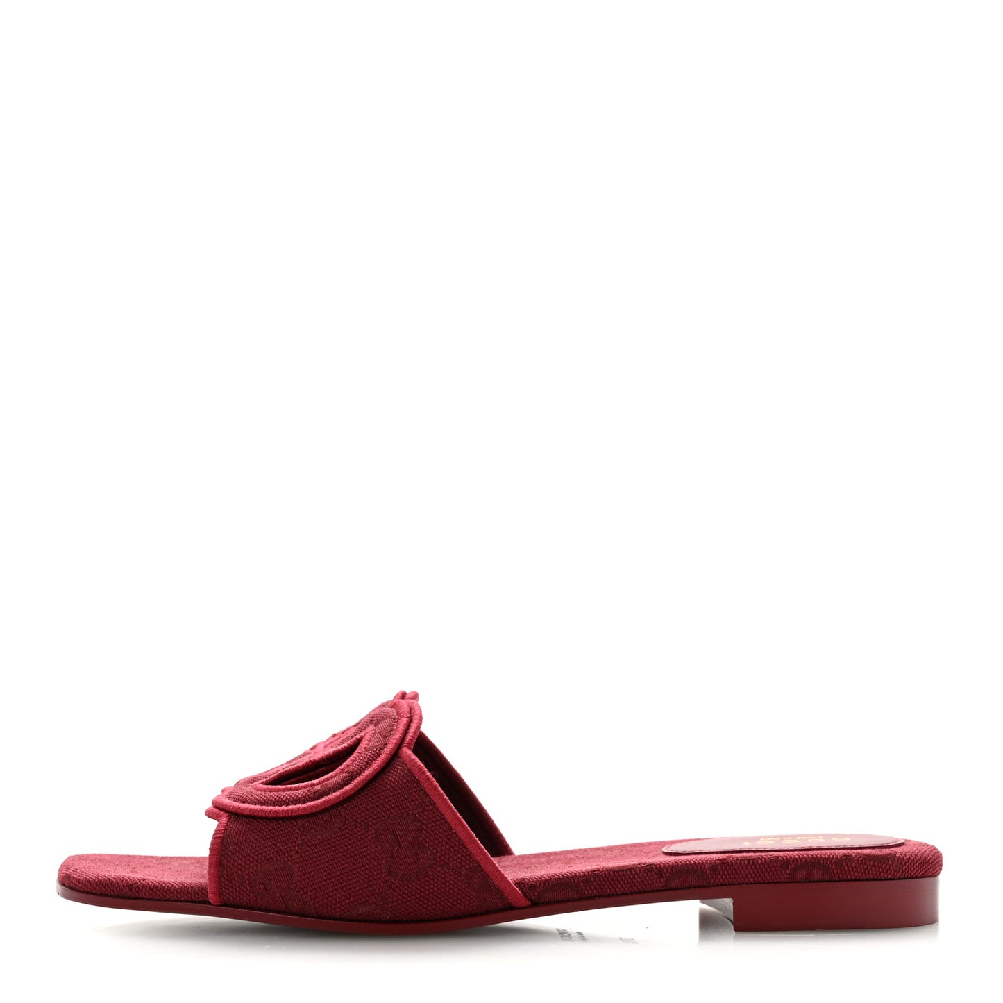 GG Canvas Interlocking G Cut Out Slide Sandals 37.5 Rosso Ancora