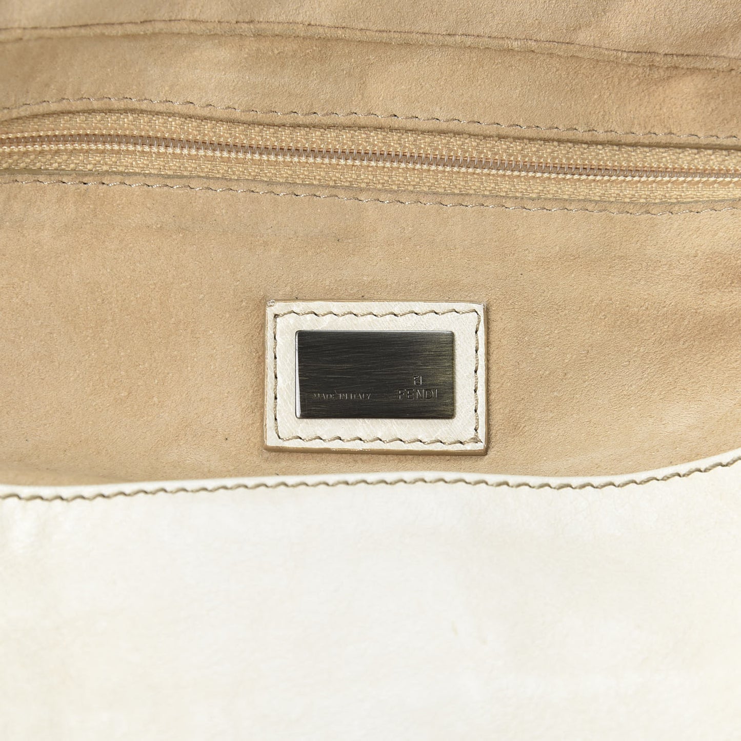 Goatskin Whipstitch Large Convertible Baguette White
