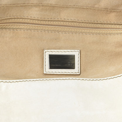 Fendi Goatskin Whipstitch Large Convertible Baguette White 7 of 8