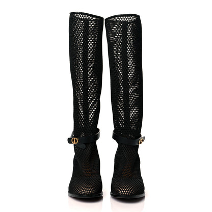 Christian Dior Calfskin Resille Empreinte High Boots 36 Black 2 of 10