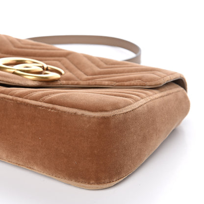 Gucci Velvet Matelasse Medium GG Marmont Shoulder Bag Taupe 9 of 10