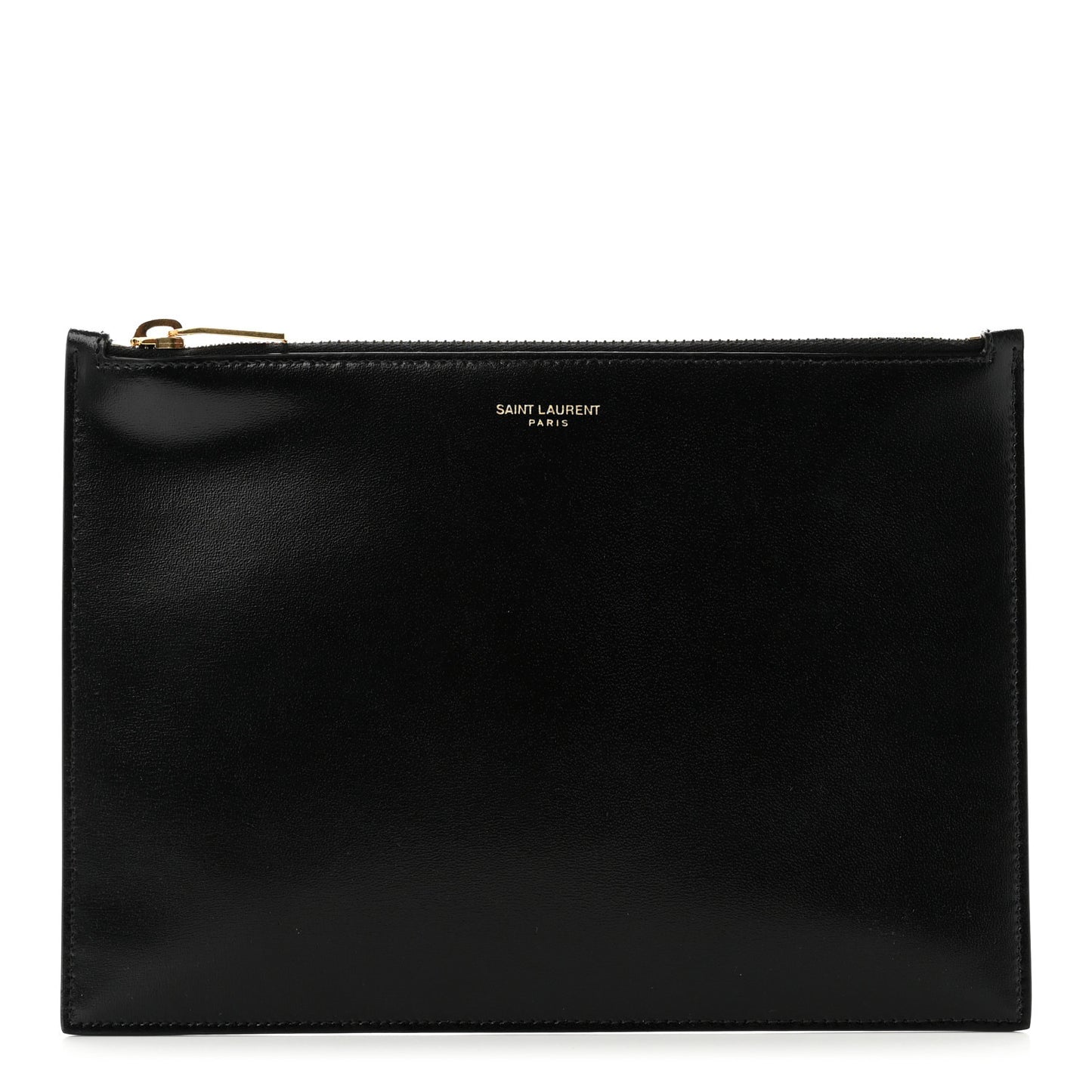 Calfskin Medium Zip Clutch Black