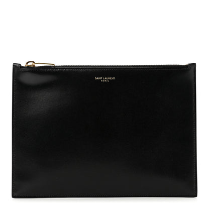 Saint Laurent Calfskin Medium Zip Clutch Black 1 of 7