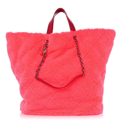 Chanel Terry Cloth Quilted Coco Beach Large Shopping Tote Pink 1 of 10