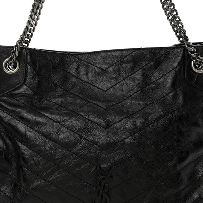 Saint Laurent Crinkled Calfskin Matelasse Monogram Medium Niki Shopper Tote Black 10 of 12