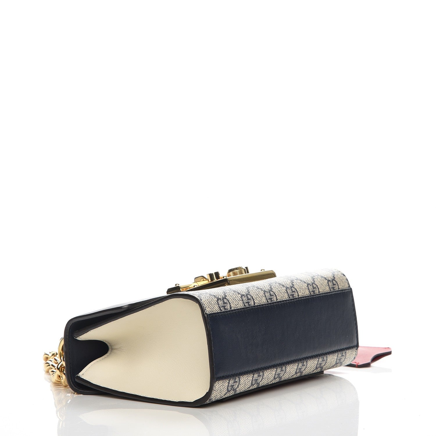 Gucci GG Supreme Monogram Moon Calfskin Small Padlock Shoulder Bag Beige Blue Mystic White Hibiscus Red 4 of 8