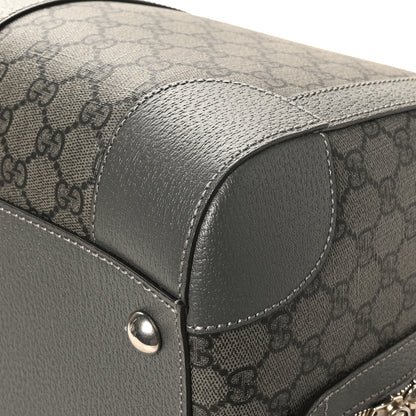 Gucci GG Supreme Monogram Textured Dollar Calfskin Medium Savoy Duffle Bag Grey Black Graphite Grey 11 of 11