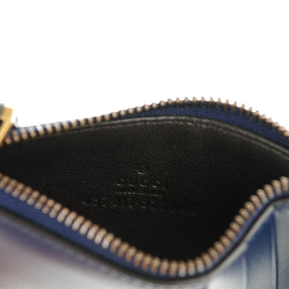 Gucci Calfskin GucciGhost Coin Case Card Holder Blue Agata Hibiscus Red 8 of 8