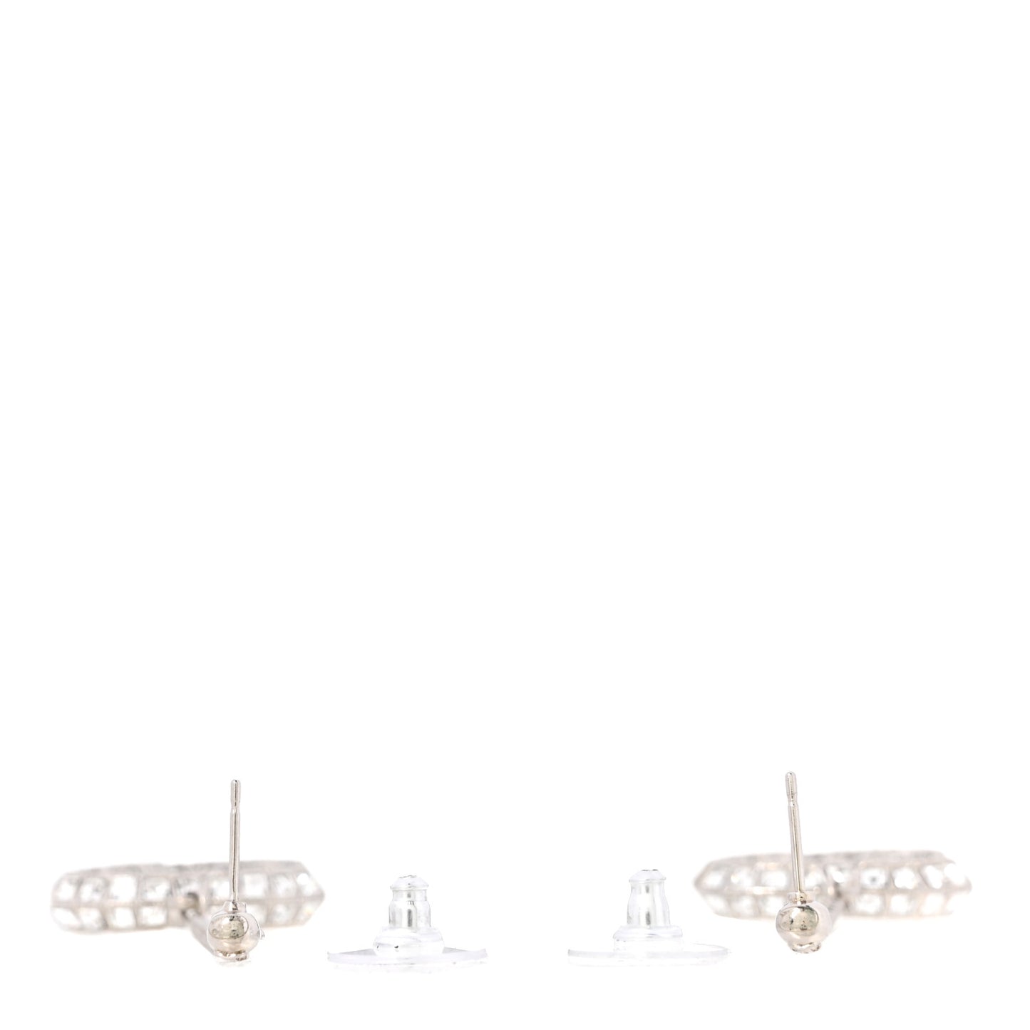 Baguette Crystal CC Drop Earrings Silver