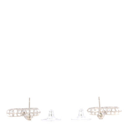 Chanel Baguette Crystal CC Drop Earrings Silver 3 of 5
